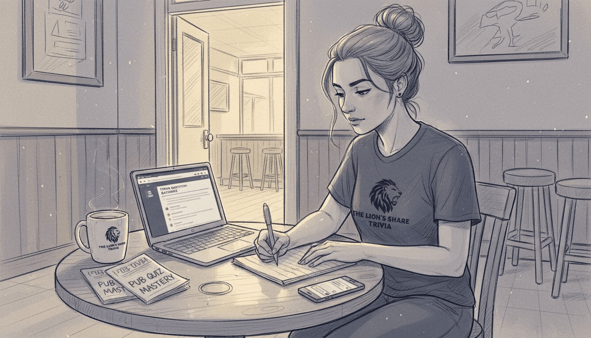 Woman preparing quiz questions in pub
