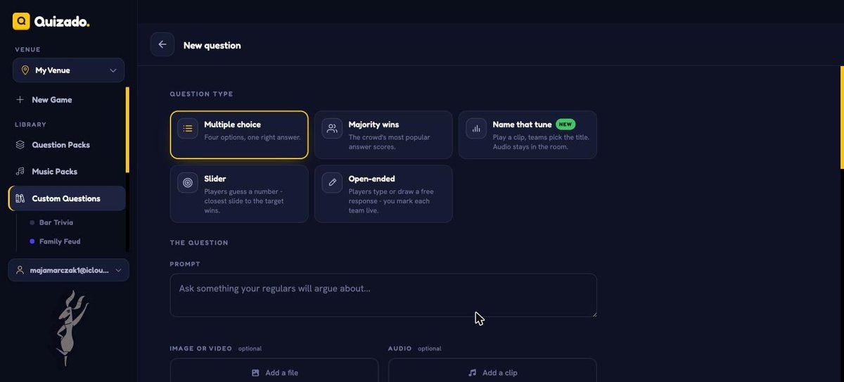 custom questions: question type
