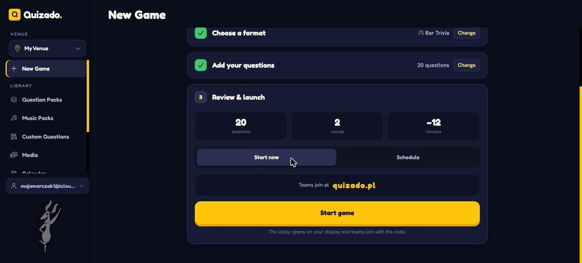 new game: review & launch
