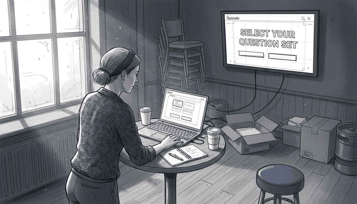 Venue manager setting up trivia software