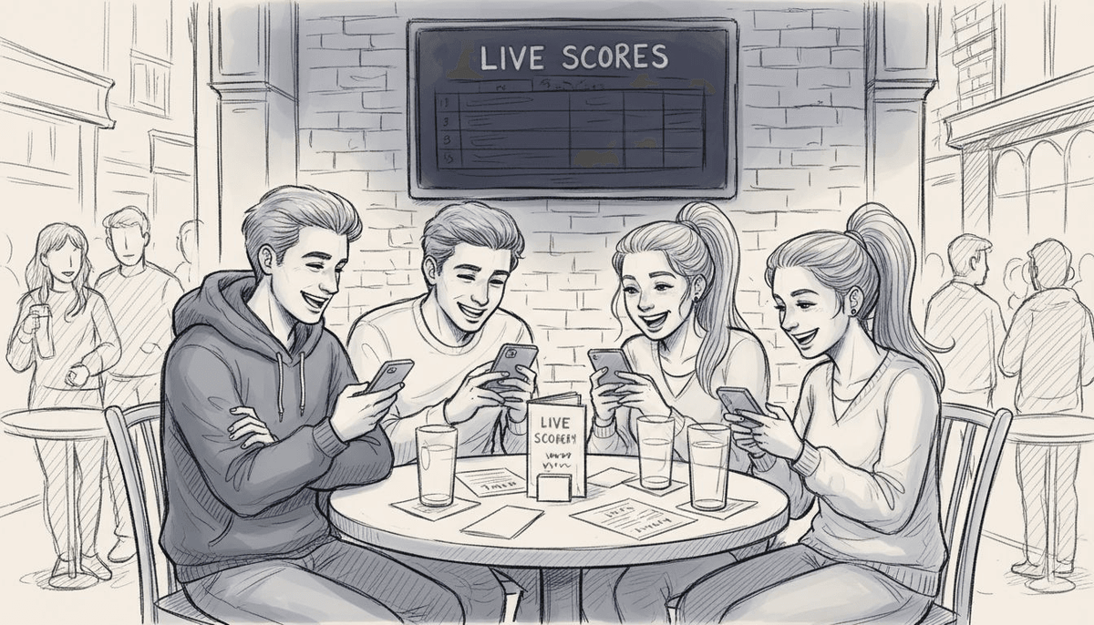 Group competing in digital bar trivia