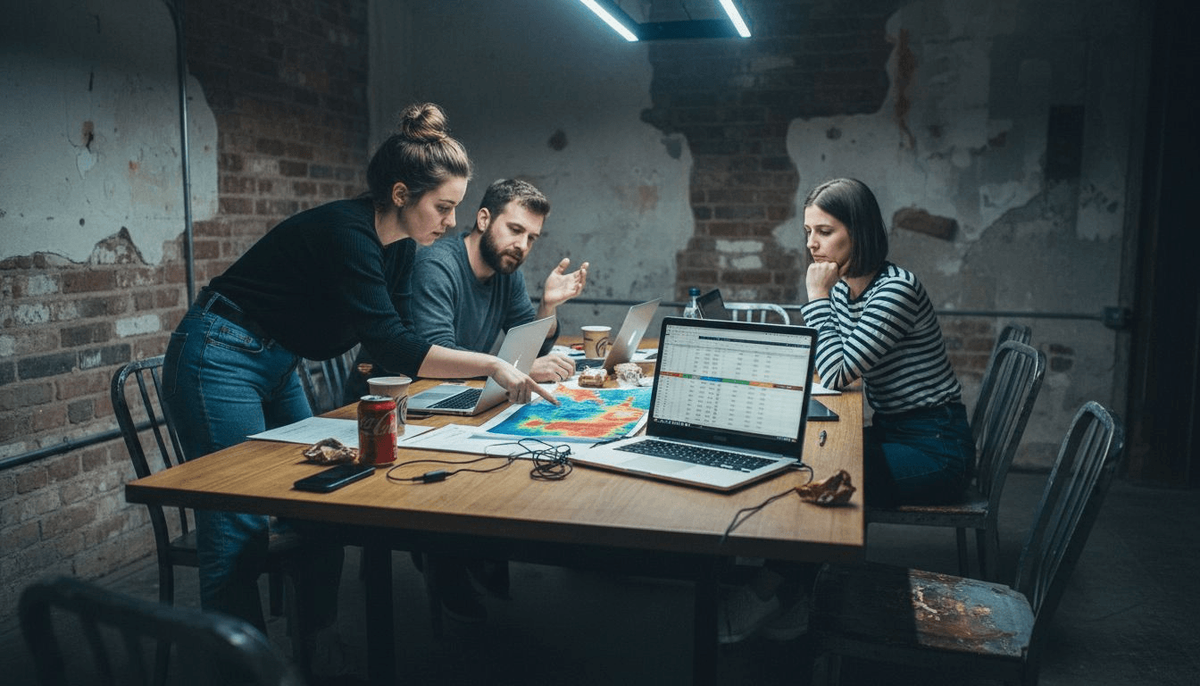 Team reviewing playlist analytics together